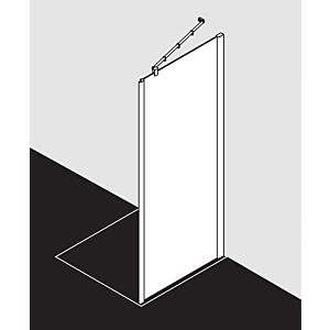 Kermi Pasa XP paroi latérale pour porte battante avec panneau fixe PXUWD10320VYK 103x200cm, argent brillant, ESG SR OpacoClean, sur la zone de douche