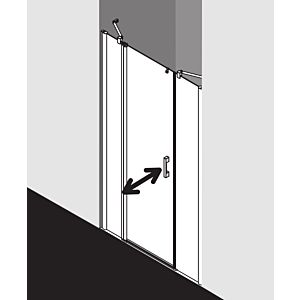 Kermi Pega Pendeltür 1-flügelig mit Festfeld PE1AL10318VPK 103x185cm, silber hochglanz, ESG klar Clean, links, auf Duschplatz