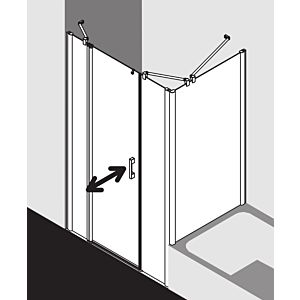 Kermi Pega swing door 2000 -leaved with fixed panel PE1AL11318VAK 113x185cm, silver high gloss, TSG clear, left, on the shower area