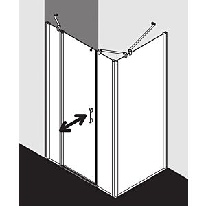 Kermi Pega porte battante 2000 -swing avec panneau fixe PE1AL11320VAK 113x200cm, argent brillant, TSG clair, gauche, sur la zone de douche