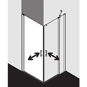 Kermi Pega Pendeltür-Eckeinstiegshälfte PE1EL10020VZK 100x200cm, silber hochglanz ESG SR Arena C Clean, links