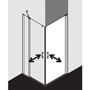 Kermi Pega swing door corner entry half PE1ER08318VPK 83x185cm, silver high gloss, TSG clear clean, right, on the shower area