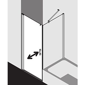 Kermi Pega Pendulum. 2000 -fl., floor-level with fixed panels PE1KL09020VYK 90x200cm, silver high-gloss ESG SR Opaco Clean, left, on shower tray