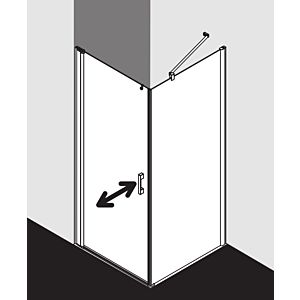 Kermi Pega Pendeltür 1-flügelig, bodenfrei PE1KL09320VAK 93 x 200 cm, silber hochglanz, ESG klar, links, auf Duschplatz