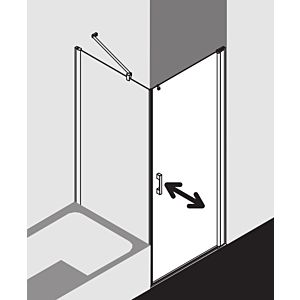 Kermi Pega Pendeltür 1-flügelig, bodenfrei PE1KR10018VNK 100x185cm, silber hochglanz ESG SR Arena C, rechts, auf Duschwanne