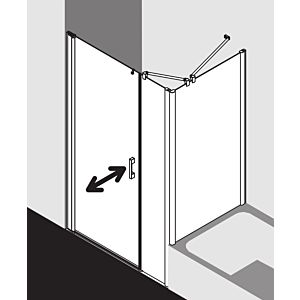 Kermi Pega swing door 2000 -leaved with fixed panel PE1OL11018VYK 110x185cm, silver high gloss TSG SR Opaco Clean, left, on shower tray