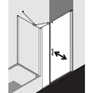 Kermi Pega swing door 2000 -leaved with fixed panel PE1OR12020VYK 120x200cm, silver high gloss TSG SR Opaco Clean, right, on shower tray