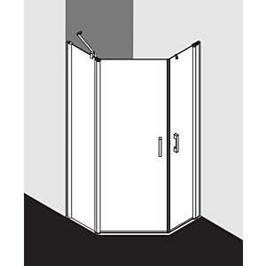 Kermi Pega Fünfeck-Duschkabine PE53R10018VZK 100x100x185cm, silber hochglanz ESG SR Arena C Clean, rechts