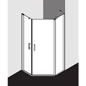 Kermi Pega Fünfeck-Duschkabine PE50L10018VYK 100x100x185cm, silber hochglanz ESG SR Opaco Clean, links