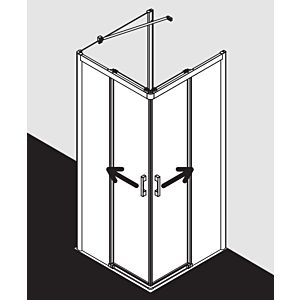 Kermi Pega Kermi Pega entry h. 2-part floor-free PEC2L08020VAK 80x200cm, high-gloss silver, clear TSG, left, on shower tray