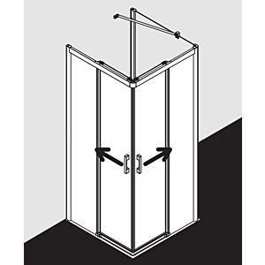 Kermi Pega Kermi Pega entry h. 2-part off the floor PEC2R09318VPK 93x185cm, silver high gloss, TSG clear clean, right, on the shower area