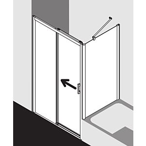 Kermi porte Pega 2 pcs. sans sol avec champ fixe PED2L10318VUK 103x185cm, verre de sécurité trempé brillant argenté SR Opaco, à gauche, sur la zone de douche