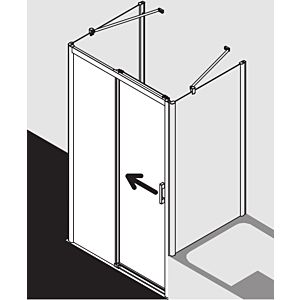 Kermi Pega door 2-part. off-floor with fixed panel PED2L10018VYK 100x185cm, silver high-gloss ESG SR Opaco Clean, left, on shower tray