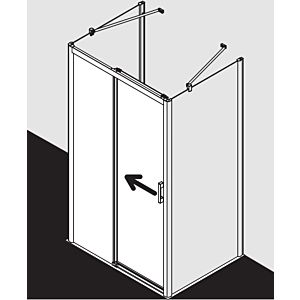 Kermi Pega door 2-part. floor-free with fixed panel PED2L11018VYK 110x185cm, silver high-gloss ESG SR Opaco Clean, left, on shower tray