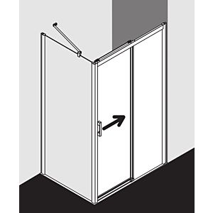 Kermi Pega door 2-part. off the floor with fixed panel PED2R11020VYK 110x200cm, silver high gloss ESG SR Opaco Clean, right, on shower tray