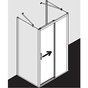 Kermi porte Pega 2 pcs. sans sol avec champ fixe PED2R10320VAK 103x200cm, argent brillant, verre de sécurité trempé, à droite, sur la zone de douche