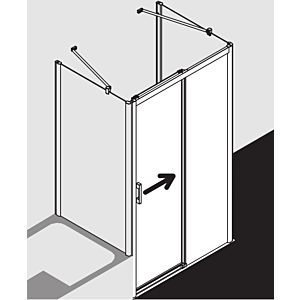 Kermi porte Pega 2 pcs. sans sol avec champ fixe PED2R10318VYK 103x185cm, verre de sécurité trempé brillant argenté SR Opaco Clean, à droite, sur la zone de douche