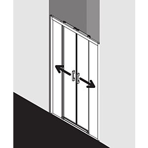 Kermi Pega diapositive. 4 pièces. sans sol avec champs fixes PED4B12020VPK 120x200cm, argent brillant, verre de sécurité trempé clair, sur receveur de douche