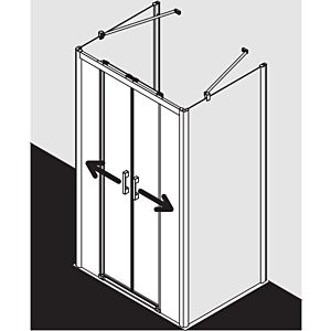 Kermi Pega diapositive. 4 pièces. sans sol avec champs fixes PED4B12018VPK 120x185cm, argent brillant, verre de sécurité trempé clair, sur receveur de douche