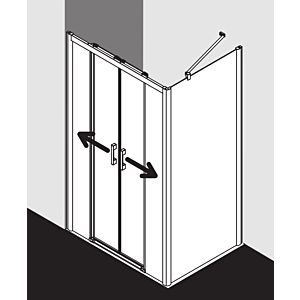 Kermi Pega slip. 4-part off the floor with fixed fields PED4B12020VUK 120x200cm, silver high gloss ESG SR Opaco, on shower tray