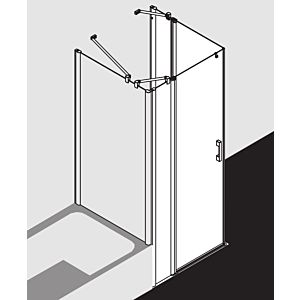 Kermi Pega Pendeltür-Eckeinstiegshälfte 2-tlg. PEEPL10018VNK 100x185cm, silber hochglanz ESG SR Arena C, links, auf Duschwanne