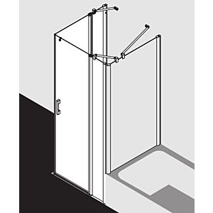 Kermi Pega Pendeltür-Eckeinstiegshälfte 2-tlg. PEEPL07818VNK 78x185cm, silber hochglanz ESG SR Arena C, links, auf Duschplatz