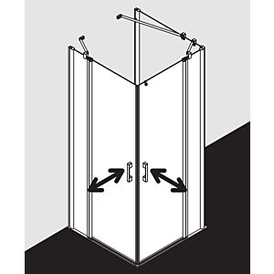 Kermi Pega Pendeltür-Eckeinstiegshälfte 2-tlg. PEEPL12020VPK 120x200cm, silber hochglanz, ESG klar Clean, links, auf Duschwanne