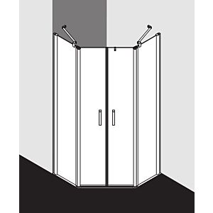 Kermi Pega Fünfeck-Duschkabine PEF5010020VYK 100x100x200cm, silber hochglanz ESG SR Opaco Clean