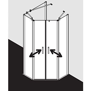 Kermi Pega Fünfeck-Duschkabine PEF4709018VAK 90x90x185cm, silber hochglanz, ESG klar