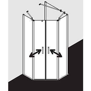 Kermi Pega cabine de douche pentagonale PEF4509018VUK 90x90x185cm, verre de sécurité trempé argent brillant SR Opaco