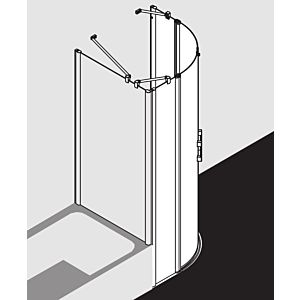 Kermi Pega quarter-circle swing door with fixed panels PEP5509020VAK 90x200cm, silver / high-gloss, radius 52 / 55cm