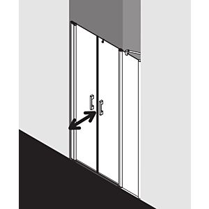 Kermi Pega porte battante avec panneau fixe PEPFL11020VZK 110x200cm, verre de sécurité trempé brillant argenté SR Arena C Clean, gauche, sur receveur de douche