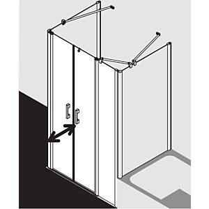 Kermi Pega Pendeltür mit Festfeld PEPFL11020VPK 110x200cm, silber hochglanz, ESG klar Clean, links, auf Duschwanne