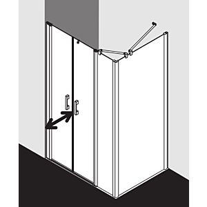 Kermi Pega porte battante avec panneau fixe PEPFL12020VNK 120x200cm, verre de sécurité trempé argent brillant SR Arena C, gauche, sur receveur de douche