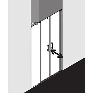 Kermi Pega swing door with fixed panel PEPFR11018VZK 110x185cm, silver high gloss ESG SR Arena C Clean, right, on shower tray