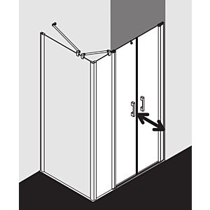 Kermi Pega swing door with fixed panel PEPFR12018VZK 120x185cm, silver high gloss ESG SR Arena C Clean, right, on shower tray