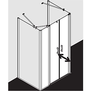 Kermi Pega porte battante avec panneau fixe PEPFR11018VPK 110x185cm, argent brillant, verre de sécurité trempé clair, à droite, sur receveur de douche