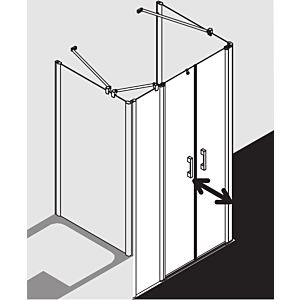 Kermi Pega porte battante avec panneau fixe PEPFR11020VNK 110x200cm, argent brillant TSG SR Arena C, droite, sur receveur de douche