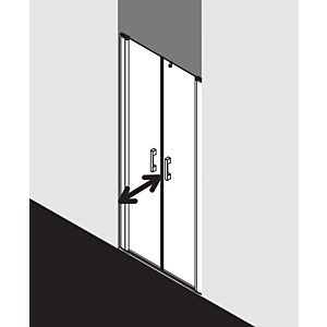 Kermi Pega porte battante PEPTD10318VZK 103x185cm, verre de sécurité trempé argent brillant SR Arena C Clean, sur la zone de douche