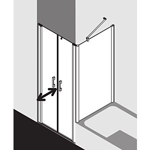 Kermi Pega porte battante PEPTD08018VYK 80x185cm, verre de sécurité trempé argent brillant SR Opaco Clean, sur receveur de douche