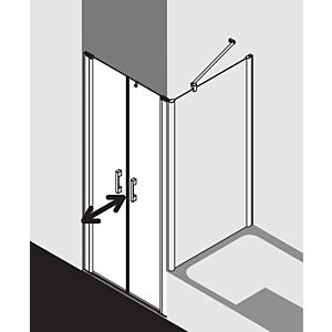 Kermi Pega porte battante PEPTD08020VAK 80x200cm, argent brillant, TSG clair, sur receveur de douche