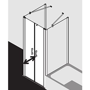 Kermi Pega swing door PEPTD07520VUK 75x200cm, silver high gloss ESG SR Opaco, on shower tray