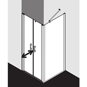 Kermi Pega swing door PEPTD10018VNK 100x185cm, silver high gloss TSG SR Arena C, on shower tray