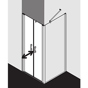 Kermi Pega swing door PEPTD08018VZK 80x185cm, silver high gloss ESG SR Arena C Clean, on shower tray