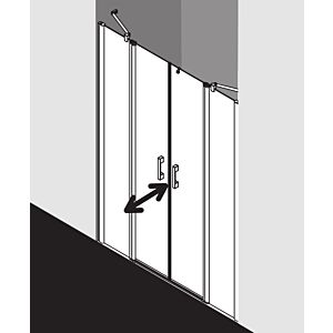 Kermi Pega porte battante à panneaux fixes PEPTF12020VNK 120x200cm, argent brillant TSG SR Arena C, sur receveur de douche