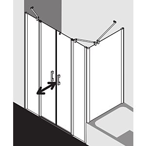 Kermi Pega porte battante à panneaux fixes PEPTF12020VZK 120x200cm, argent brillant TSG SR Arena C Clean, sur receveur de douche