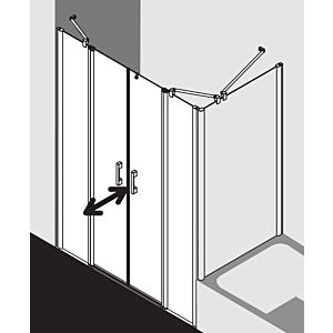 Kermi Pega porte battante à panneaux fixes PEPTF12020VUK 120x200cm, verre de sécurité trempé argent brillant SR Opaco, sur receveur de douche