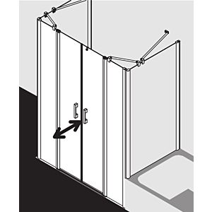 Kermi Pega swing door with fixed panels PEPTF12018VZK 120x185cm, silver high-gloss TSG SR Arena C Clean, on shower tray