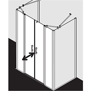 Kermi Pega porte battante à panneaux fixes PEPTF12020VYK 120x200cm, verre de sécurité trempé argent brillant SR Opaco Clean, sur receveur de douche