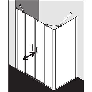 Kermi Pega porte battante à panneaux fixes PEPTF12018VNK 120x185cm, verre de sécurité trempé argent brillant SR Arena C, sur receveur de douche
